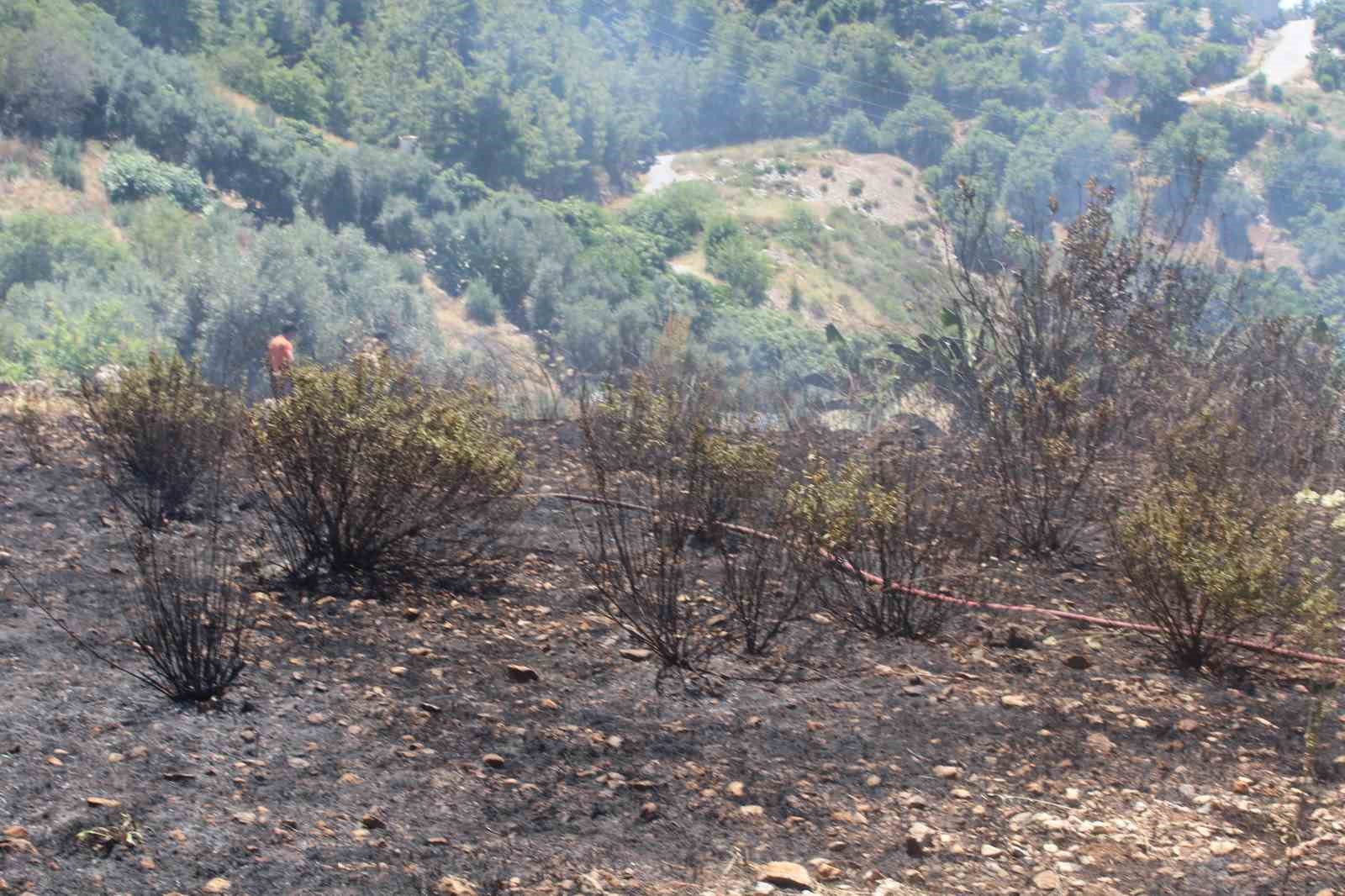 Alanya’da otluk olan yangını itfaiye ekiplerince söndürüldü