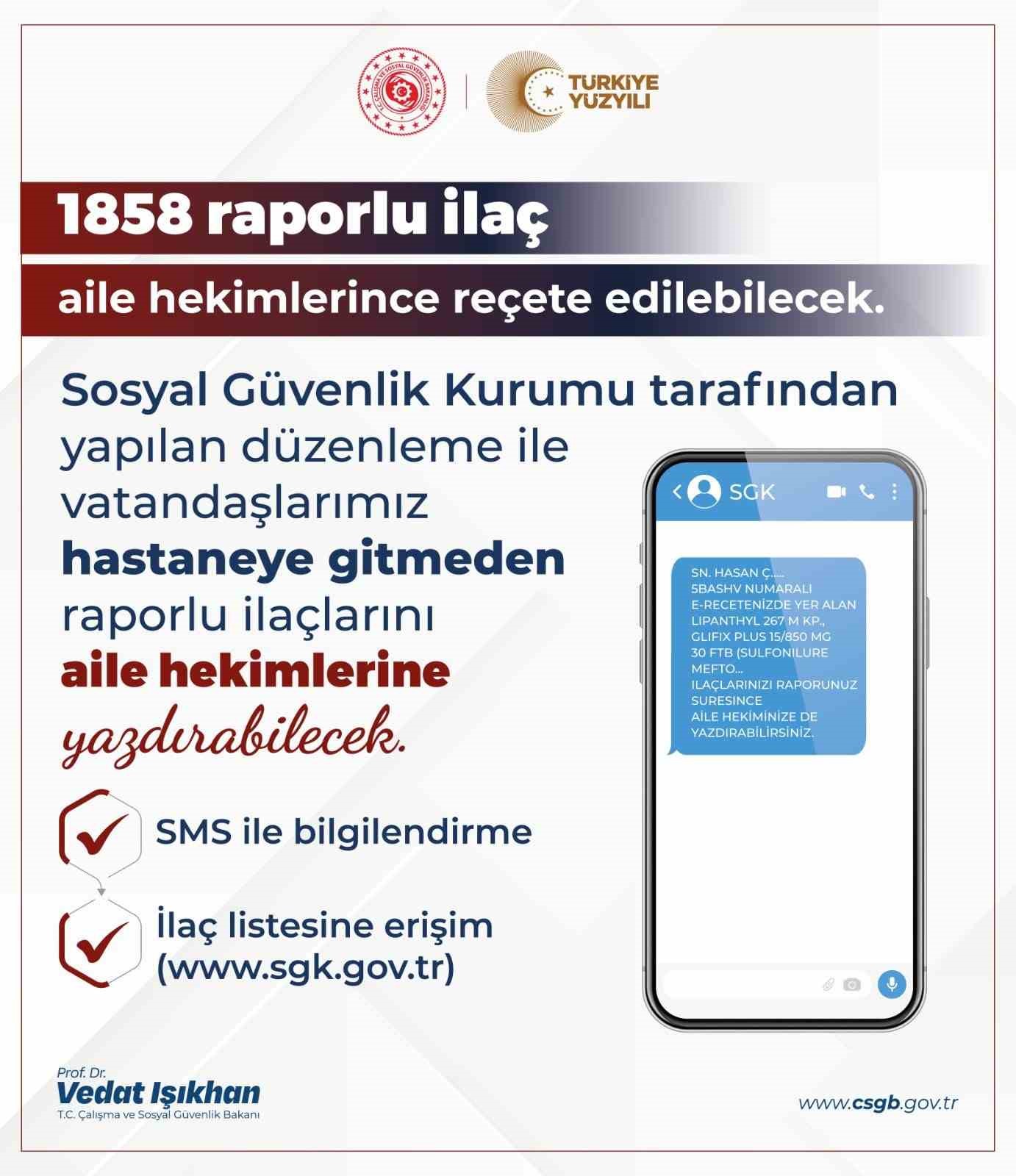 ÇALIŞMA VE SOSYAL GÜVENLİK BAKANI VEDAT IŞIKHAN, AİLE HEKİMLERİNİN RAPORLU