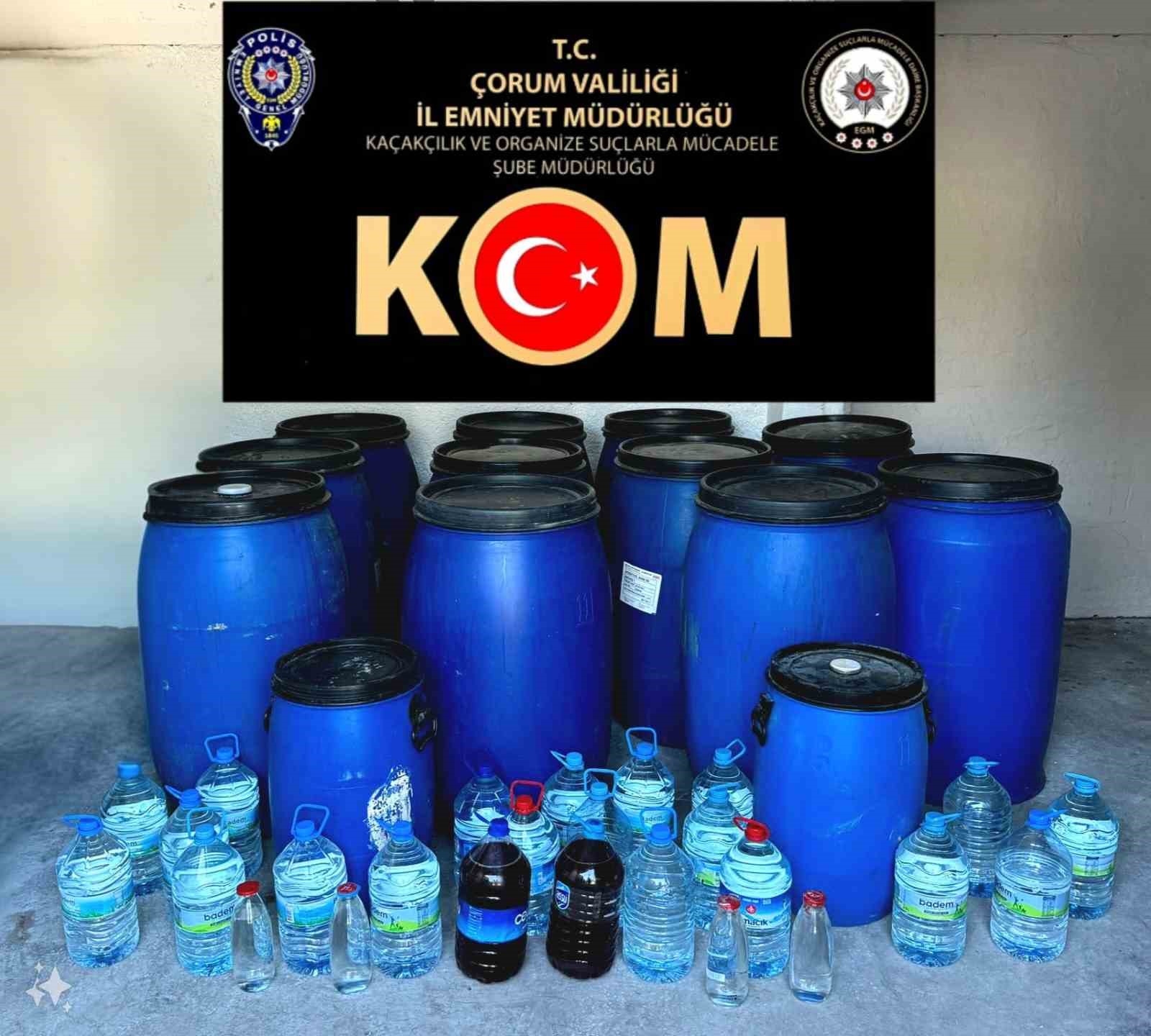 Çorum’da 3 bin litre kaçak içki ele geçirildi