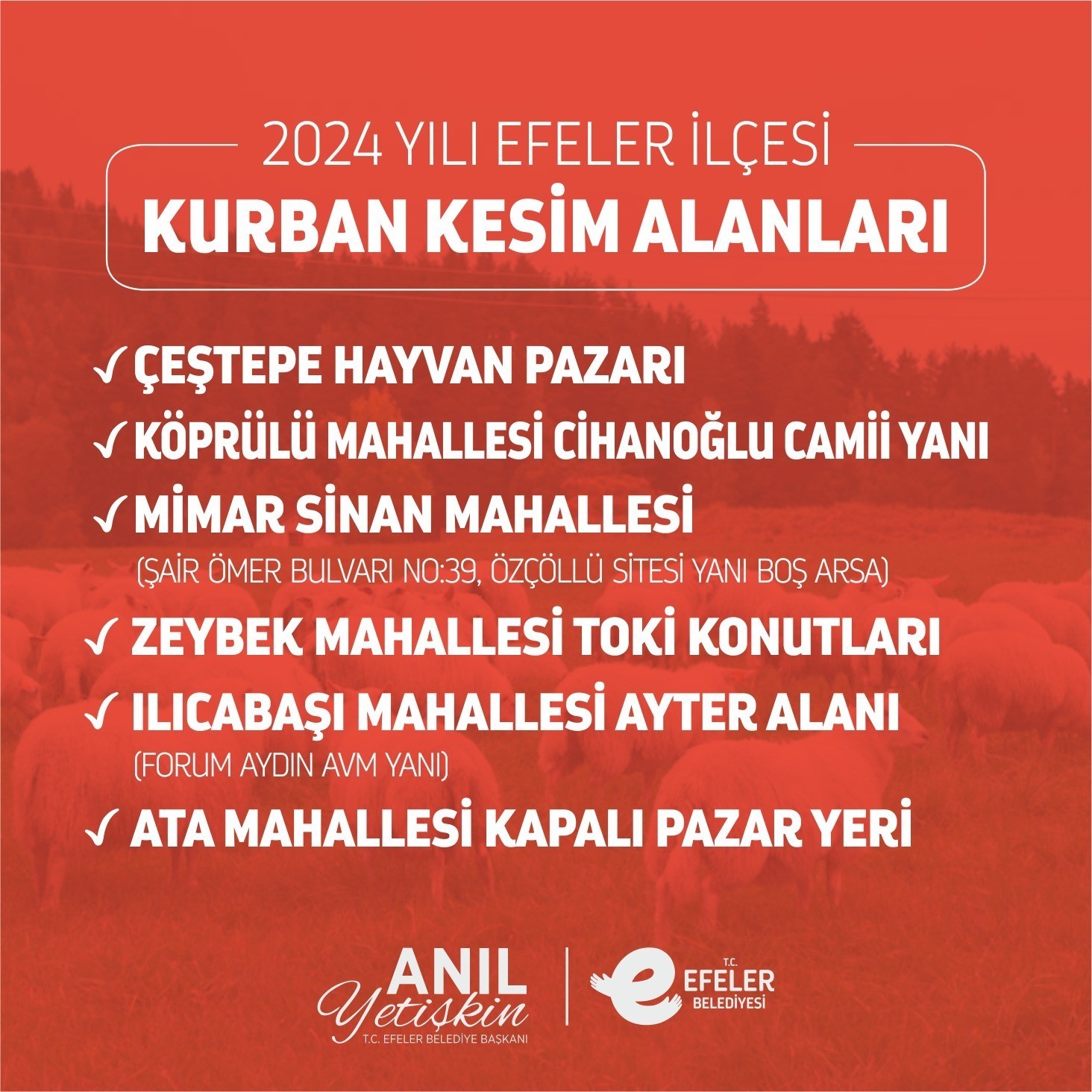 Efeler’de kurban kesim yerleri belirlendi