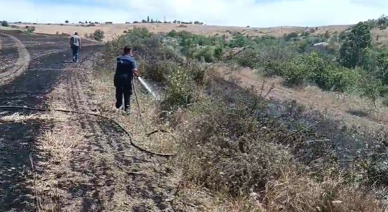 ANKARA'NIN ELMADAĞ İLÇESİNDE EKİLİ TARIM ARAZİSİNDE SEBEBİ BİLİNMEYEN BİR OLAYDAN