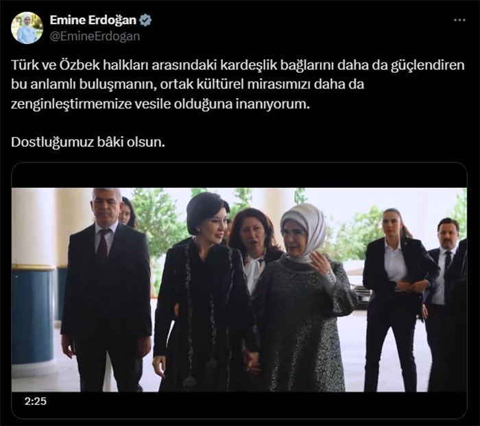 EMİNE ERDOĞAN, ÖZBEKİSTAN CUMHURBAŞKANI ŞEVKET MİRZİYOYEV'İN EŞİ ZİROAT MİRZİYOYEVA İLE