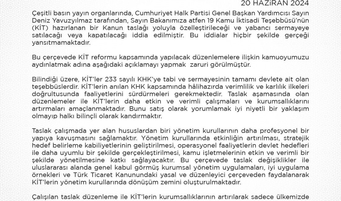 HAZİNE VE MALİYE BAKANLIĞI, CUMHURİYET HALK PARTİSİ (CHP) GENEL BAŞKAN