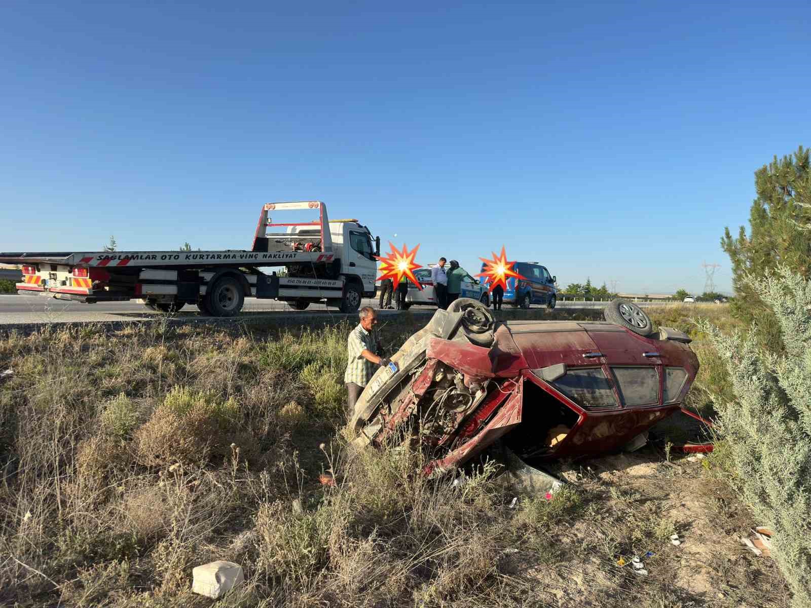 Hurdaya dönen otomobilde sürücü kazayı yaralı atlattı