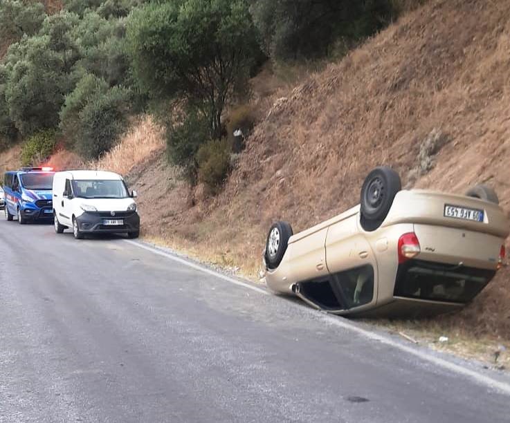 KÖŞK’TE OTOMOBİL TAKLA ATTI: