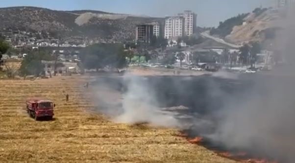 Kuşadası’ndaki kuru ot yangını itfaiyenin hızlı müdahalesiyle söndürüldü