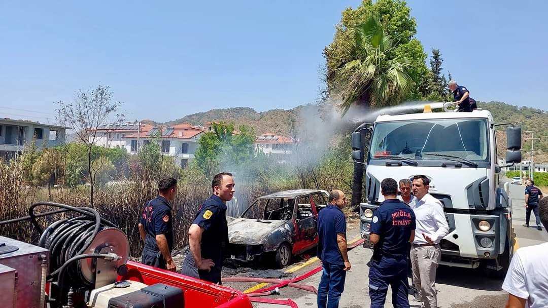 Ortaca’da araç yangını