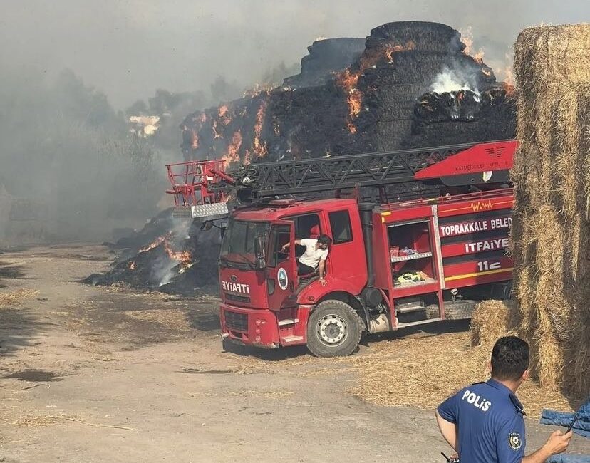 OSMANİYE'DE SAMAN BALYASI YANGINI