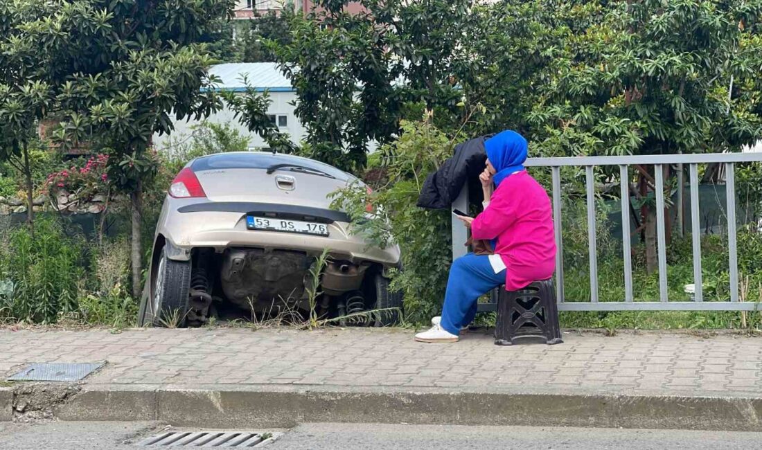 RİZE’DE YOLDAN ÇIKAN ARAÇ