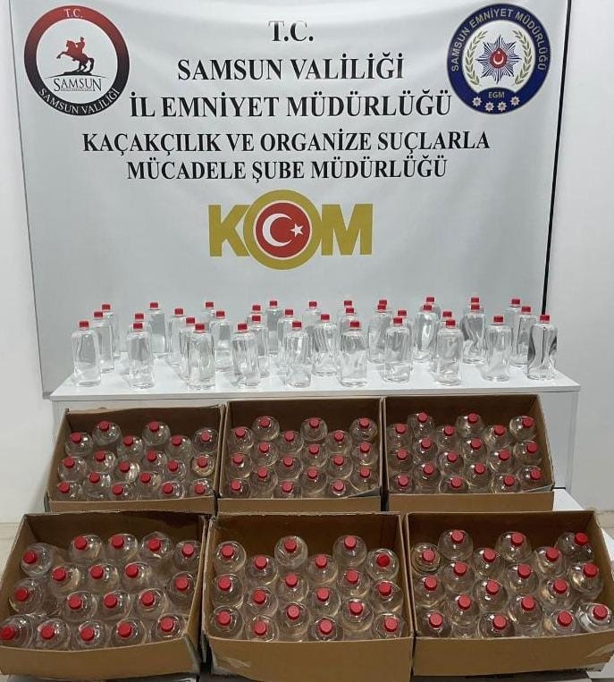 Samsun’da 198 litre etil alkol ele geçirildi