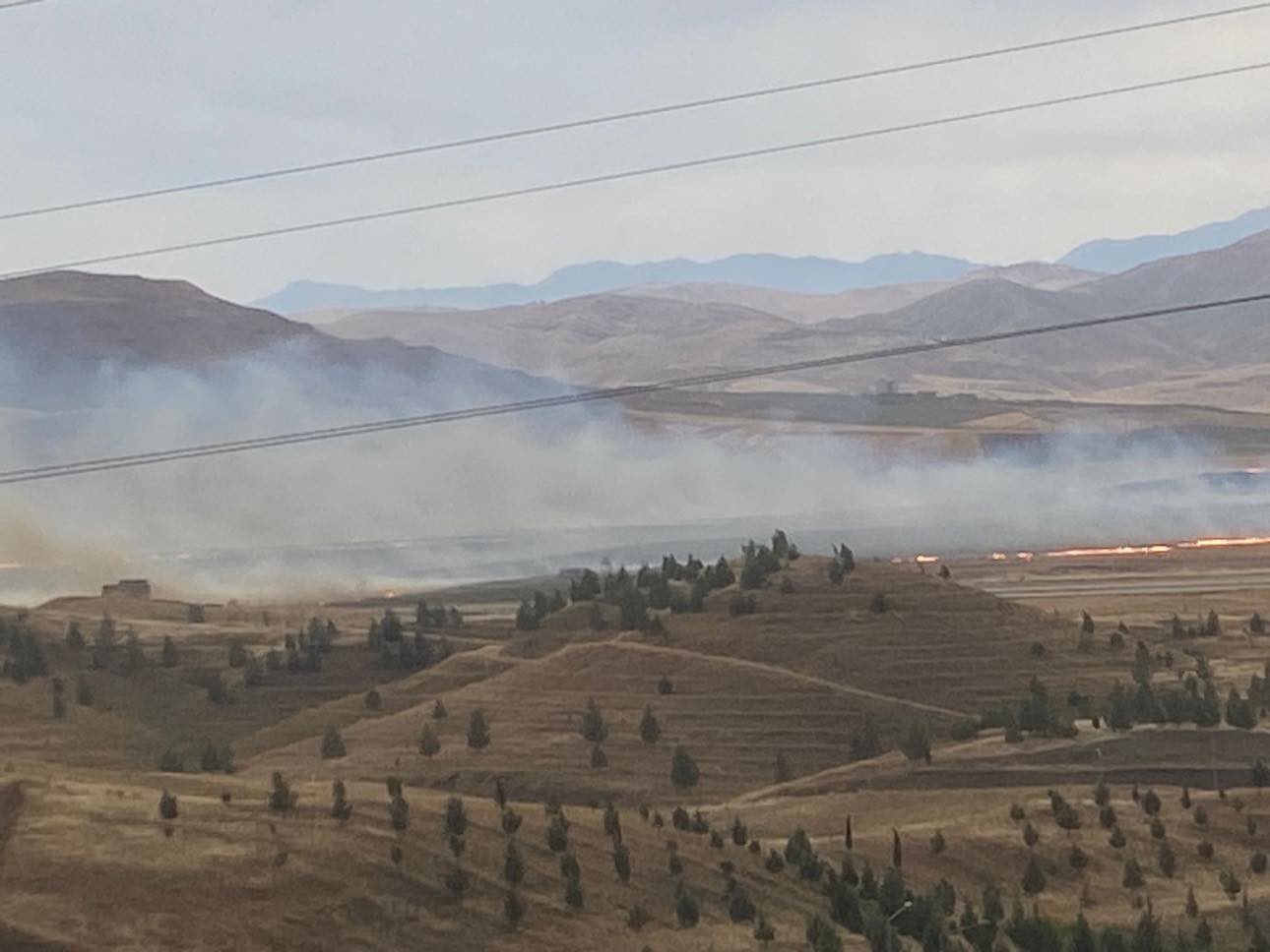 Siirt Havaalanı yakınlarında anız yangını