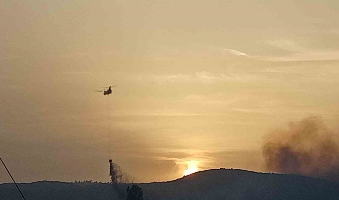 UŞAK’TA TARIM ARAZİSİNDE BAŞLAYIP, ORMANLIK ALANA SIÇRAYAN YANGINA HAVADAN VE