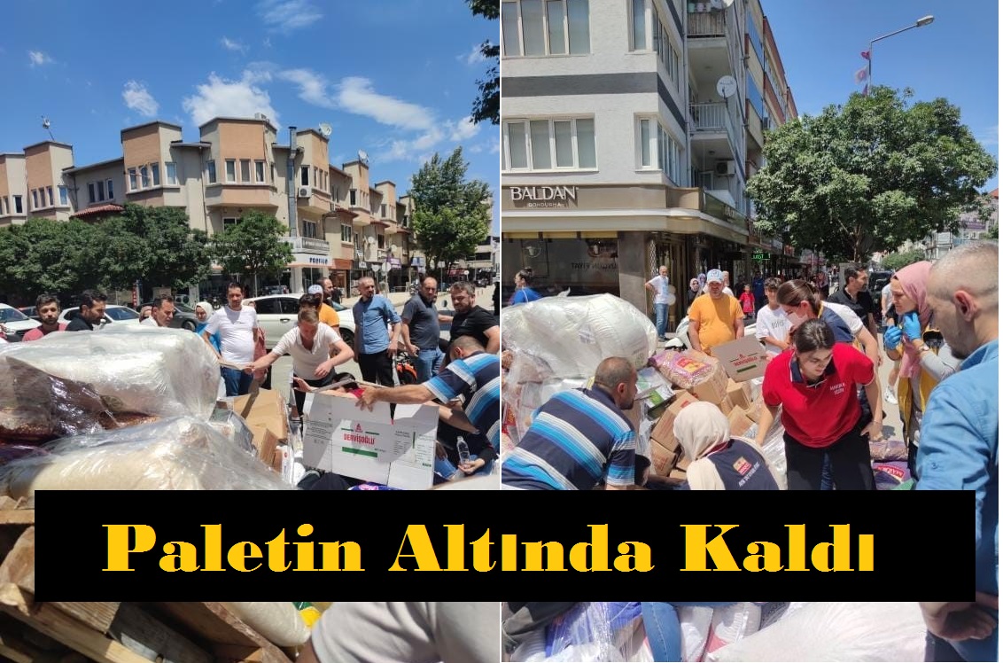 İnegöl’de palet üzerinde bulunan gıda ürünlerinin üzerine düştüğü işçi yaralandı