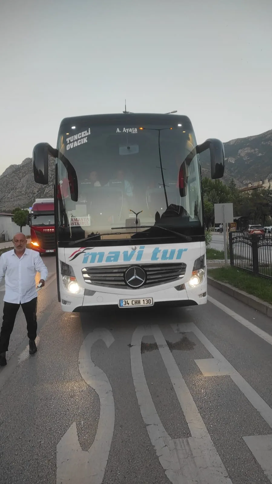 Amasya’da yolcu otobüsü yayaya çarptı