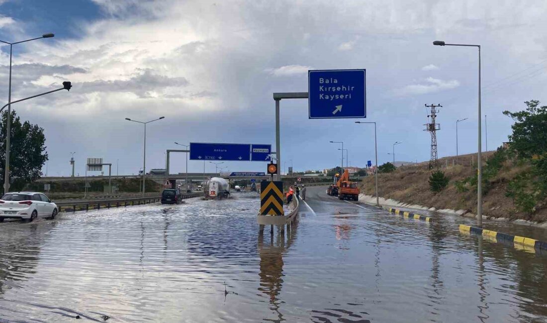 ANKARA-KONYA KARA YOLU BALA MEVKİSİ YOL AYRIMININDA SAĞANAK SONRASI OLUŞAN