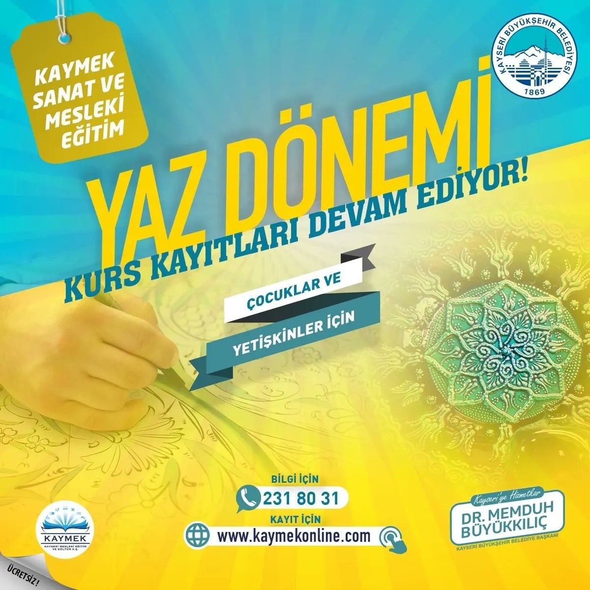 KAYMEK Yaz Dönemi Kurs kayıtları sürüyor