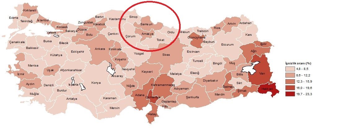 Orta Karadeniz’de en yüksek işsizlik oranı Samsun’da