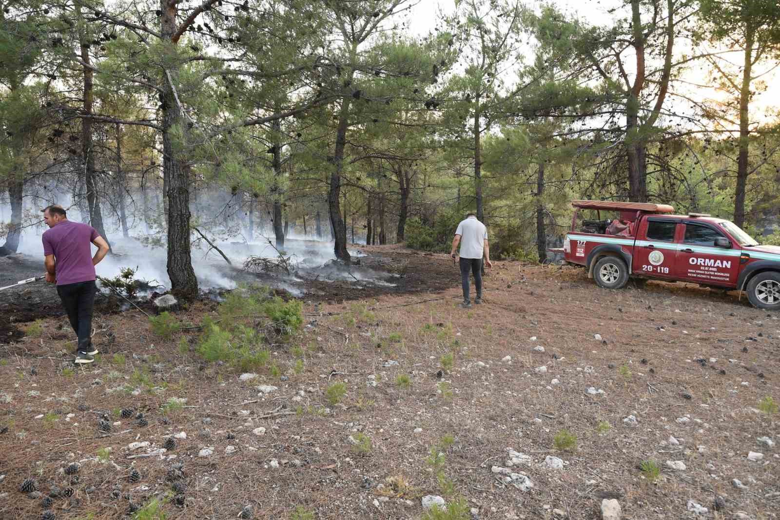 UŞAK’TA TARLADA BAŞLAYIP ORMANLIK ALANA SIÇRAYAN YANGIN KISMEN KONTROL ALTINA