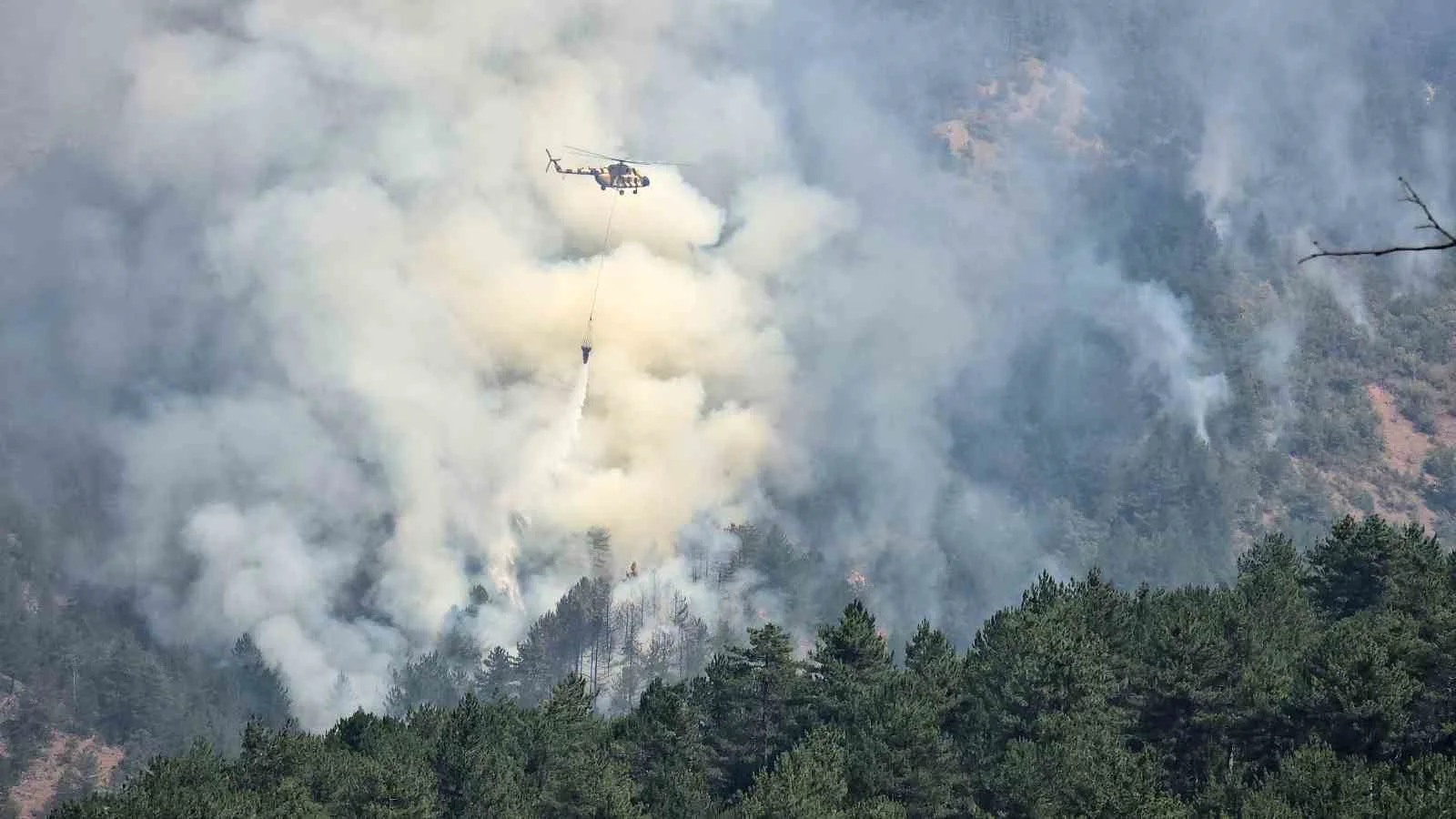 Karabük’teki orman yangınında rüzgar etkisini artırıyor