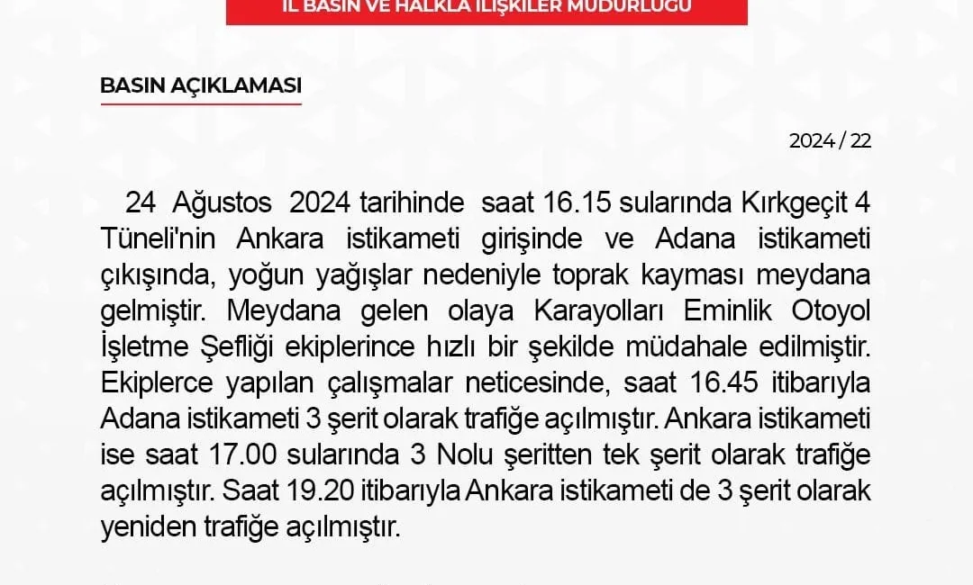 NİĞDE VALİLİĞİ, YOĞUN YAĞIŞ