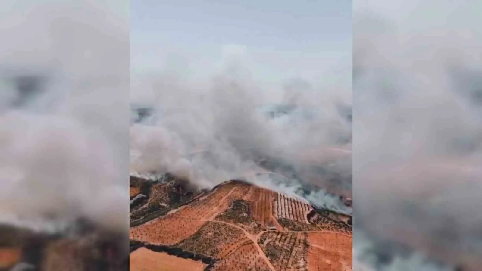 Ormanlık alana sıçrayan yangın havadan görüntülendi