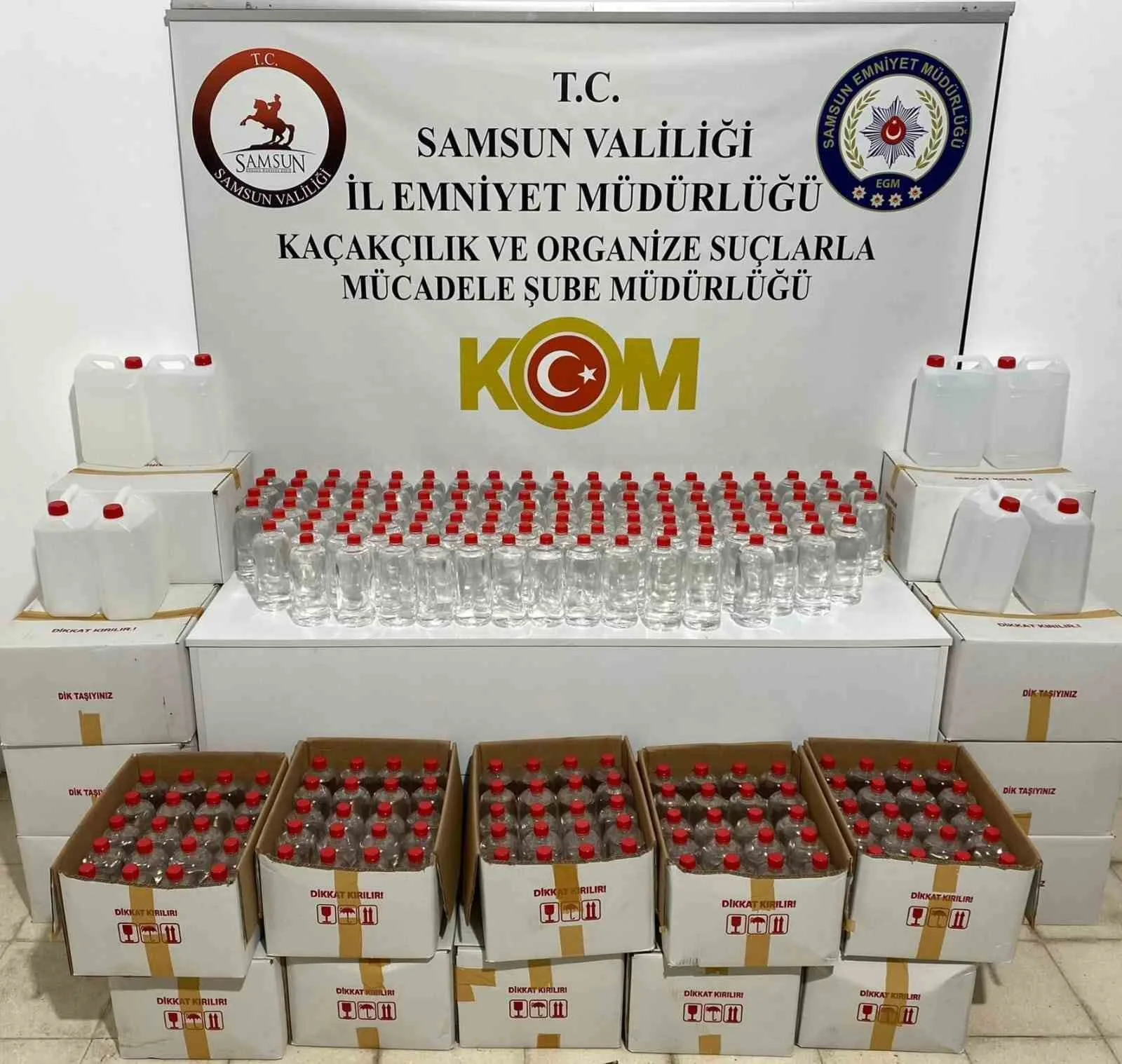 Samsun’da 700 litre etil alkol ele geçirildi