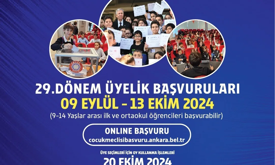 ANKARA BÜYÜKŞEHİR BELEDİYESİ ÇOCUK MECLİSİ 29. DÖNEM ÜYELİK BAŞVURULARI BAŞLIYOR