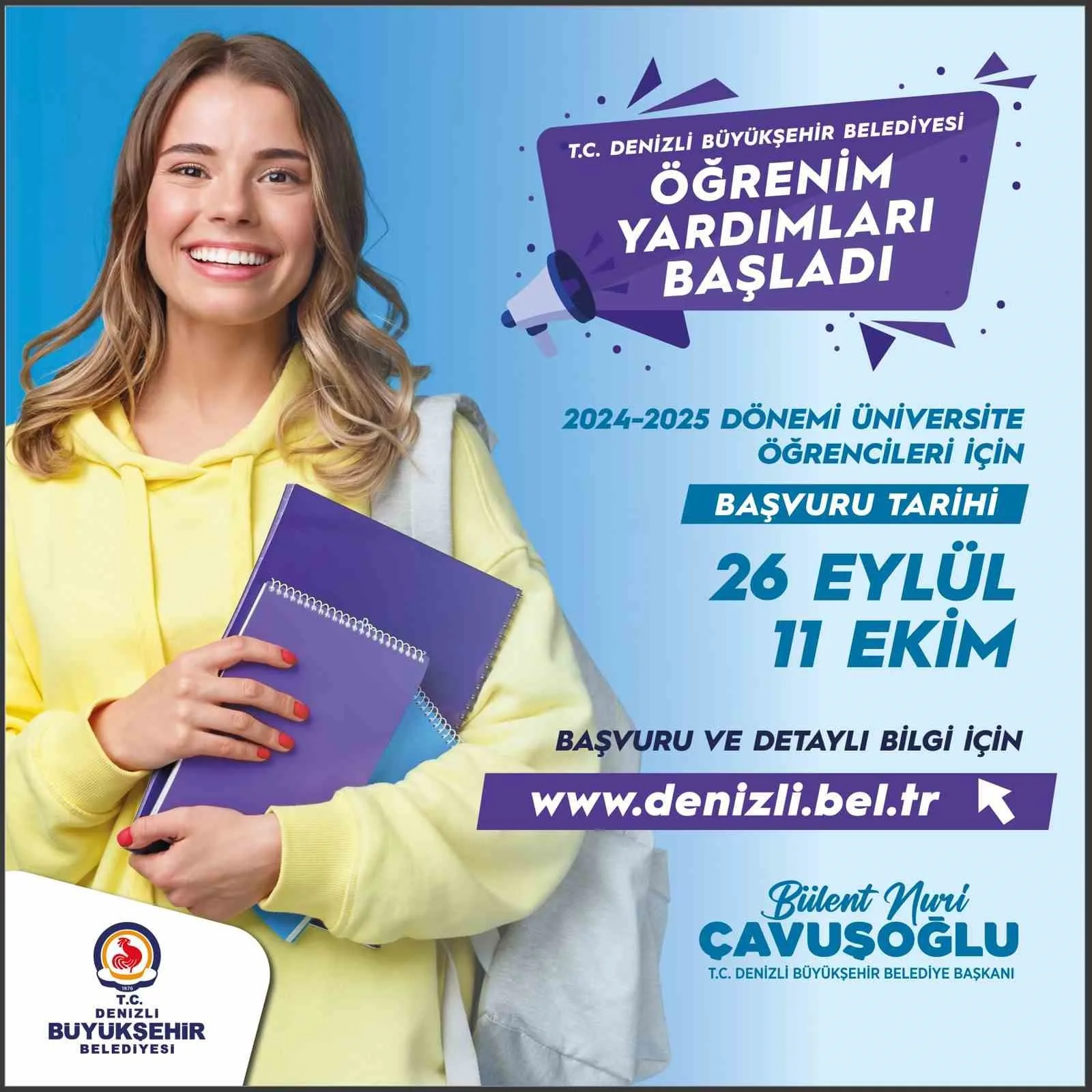 Denizli Büyükşehirden üniversitelilere öğrenim yardımı