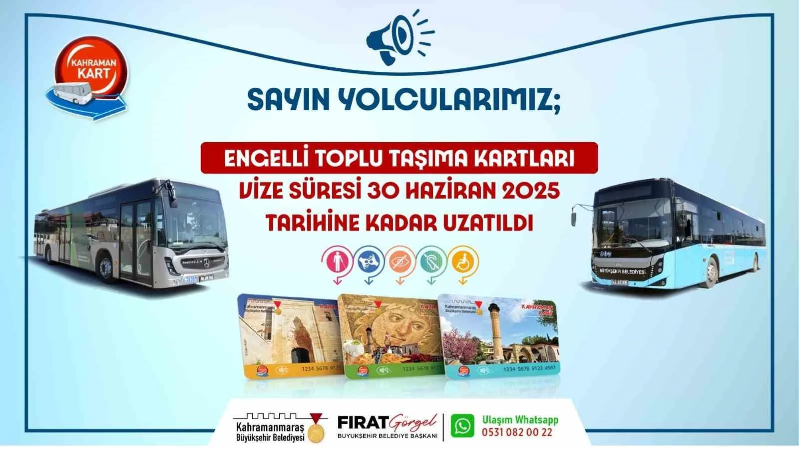 Engelli toplu taşıma kartlarının vizesi uzatıldı