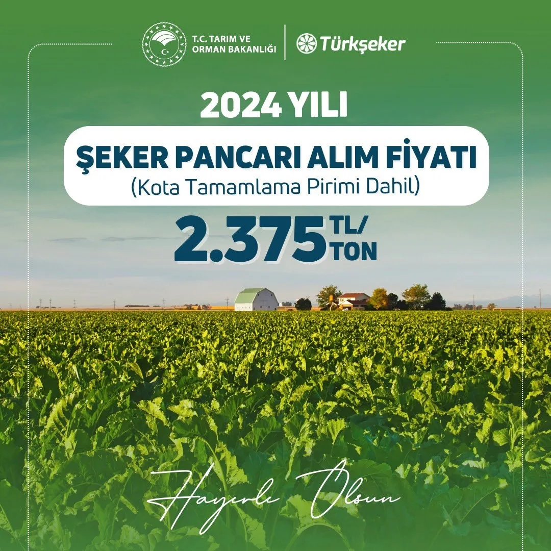 TARIM VE ORMAN BAKANLIĞI TARAFINDAN YAPILAN AÇIKLAMADA, "TÜRKŞEKER TARAFINDAN 2024