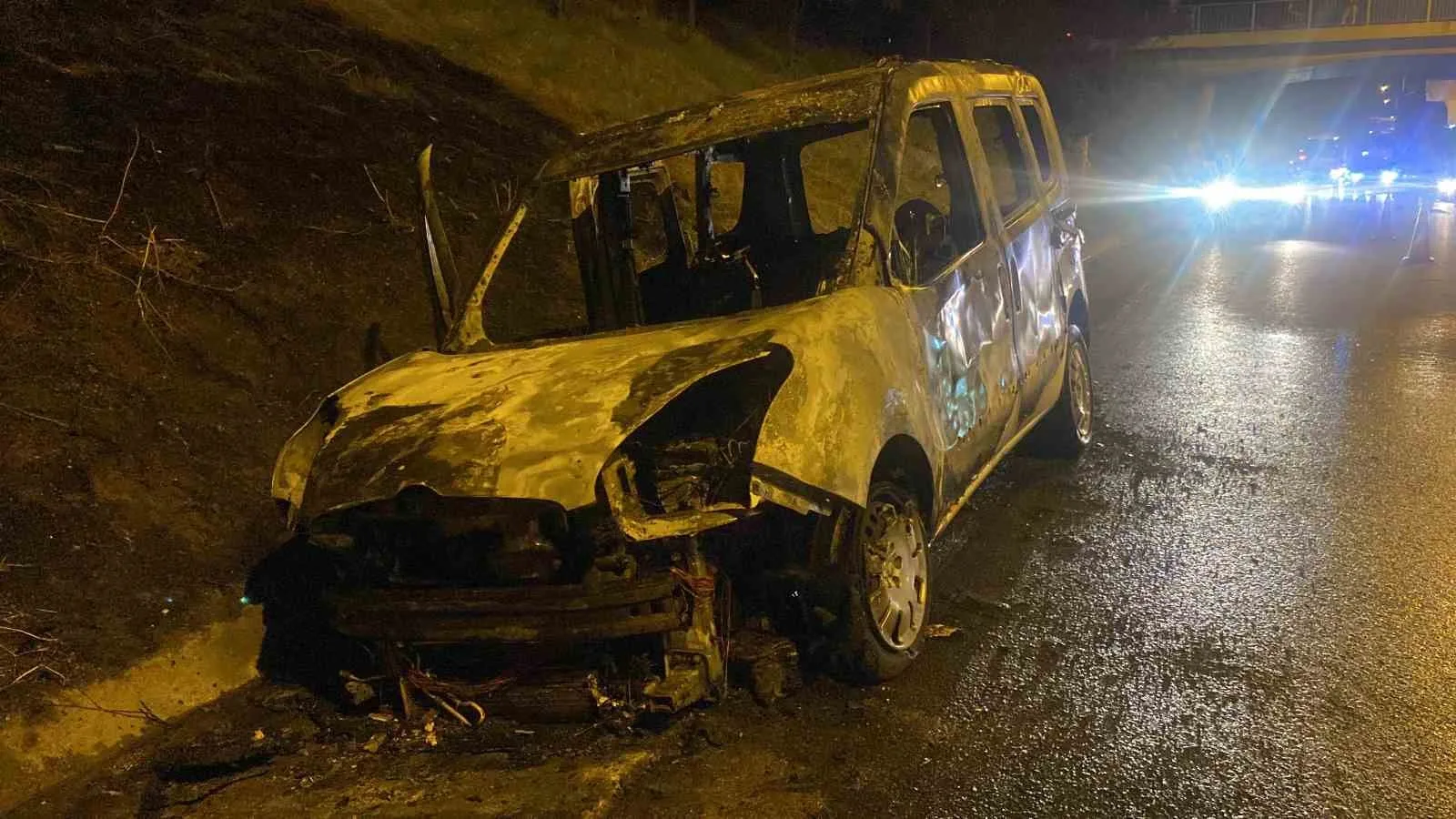 TEM Otoyolu’nda seyir halindeki araç alev topuna döndü