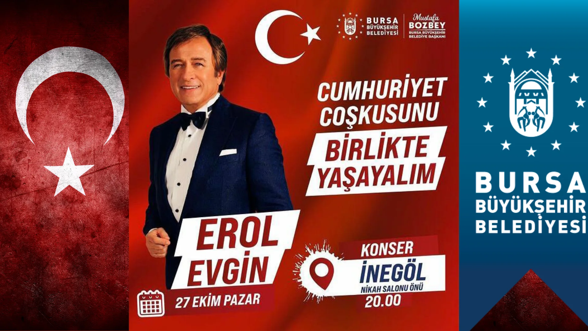 Erol Evgin Cumhuriyet konseri bugün İnegöl’de