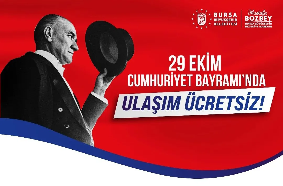 29 Ekim’de toplu ulaşım ücretsiz