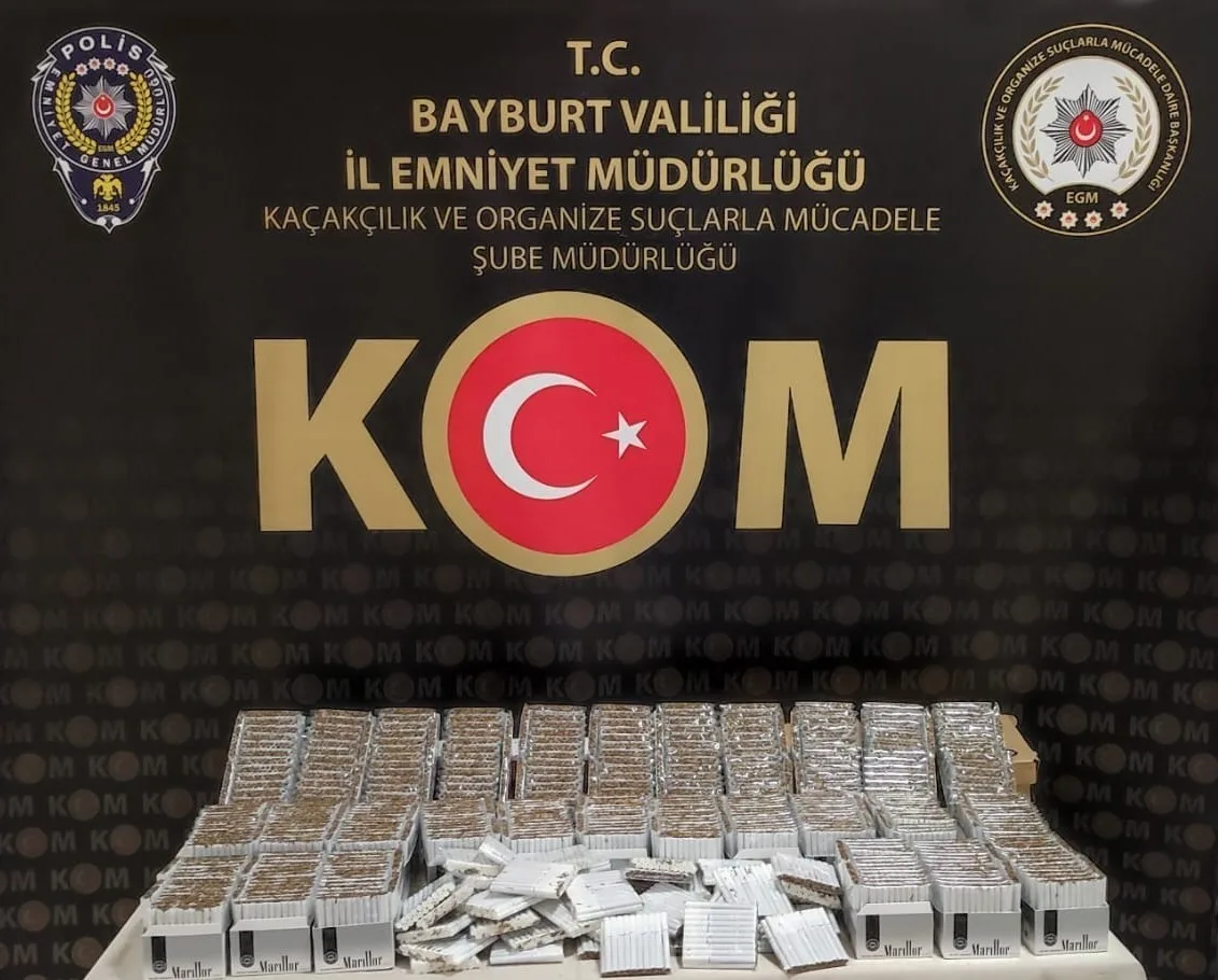 Bayburt’ta KOM ekipleri 10 bin adet kaçak sigaraya el koydu