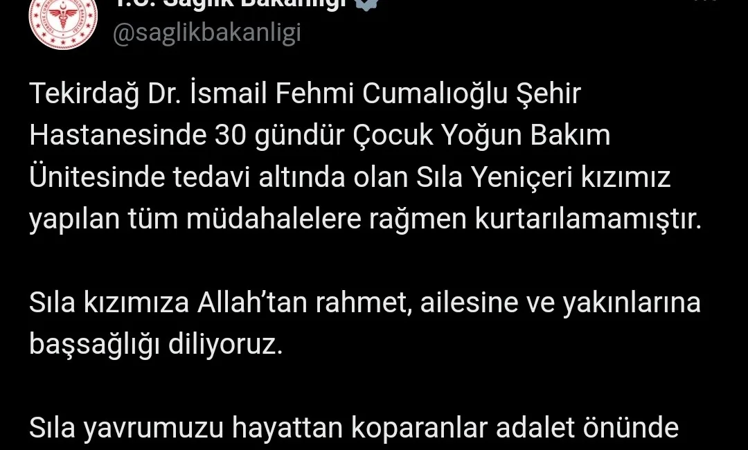 SAĞLIK BAKANLIĞICA SILA'NIN ÖLÜMÜNE