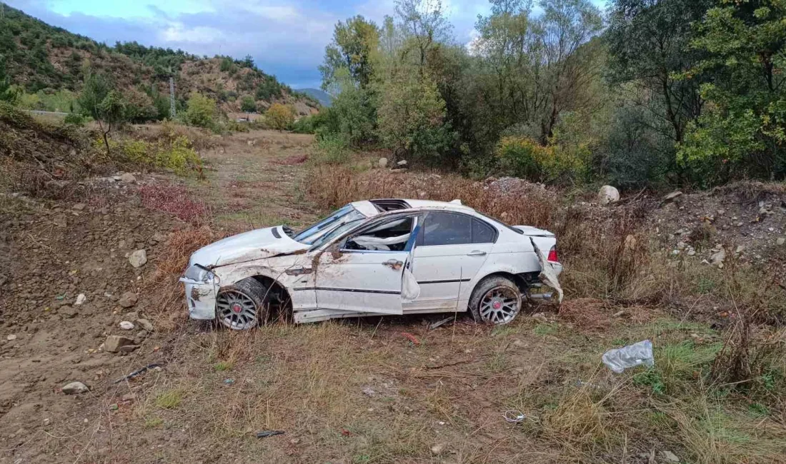 KARABÜK'TE YOLDAN ÇIKAN OTOMOBİLİN