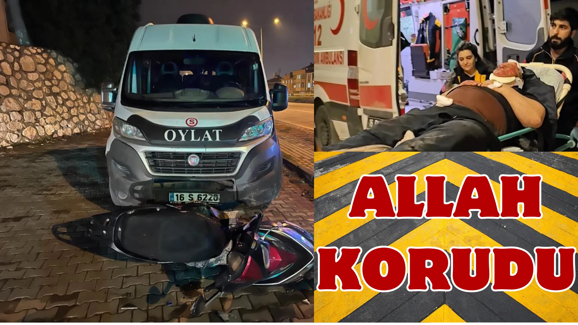 İnegölde minibüs ile motosiklet kafa kafaya çarpıştı: 1 ağır yaralı