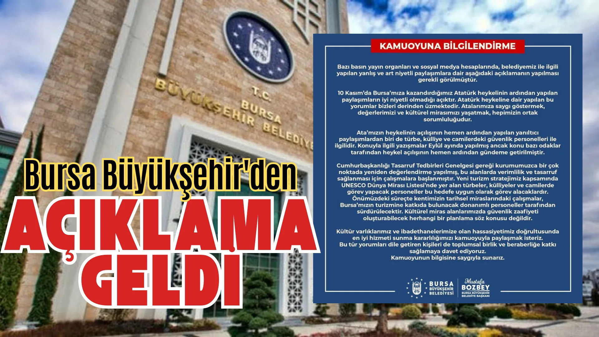 Bursa Büyükşehir Belediyesi’nden Kamuoyuna Açıklama: “Yanıltıcı Paylaşımlar Asılsızdır”