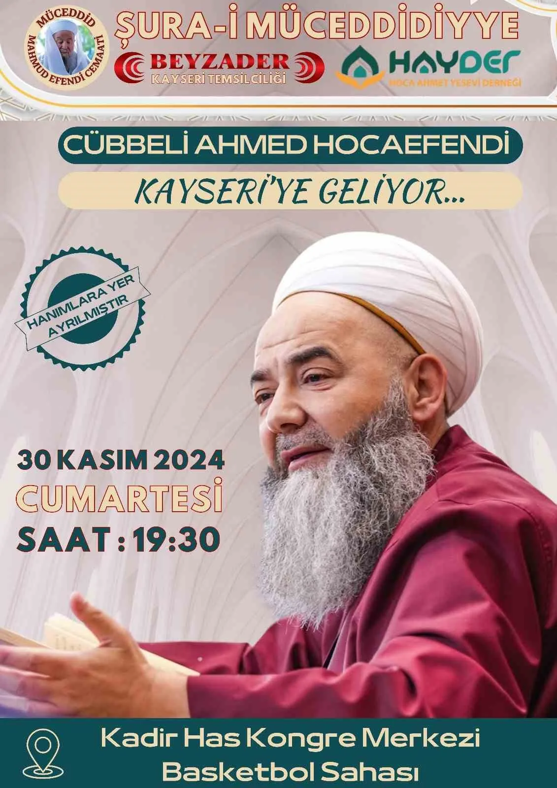 'CÜBBELİ AHMED HOCA' OLARAK BİLİNEN AHMET MAHMUT ÜNLÜ CUMARTESİ GÜNÜ