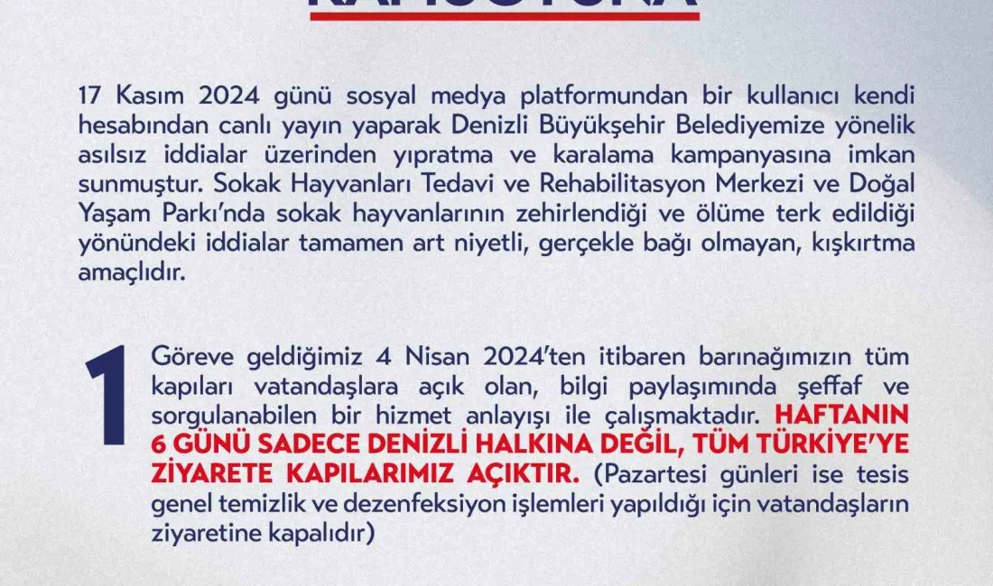 DENİZLİ BÜYÜKŞEHİR BELEDİYESİNDEN YAPILAN