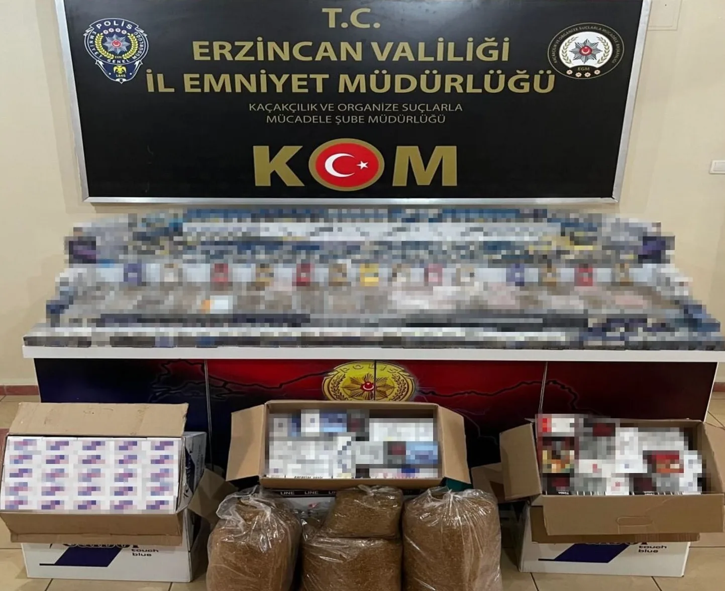 Erzincan’da kaçak sigara ve makaron ele geçirildi