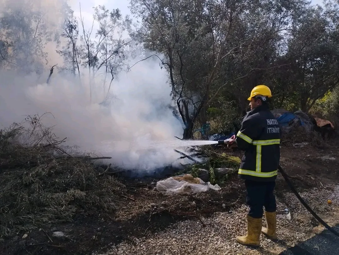 Erzin’de zeytin bahçesinde çıkan yangın söndürüldü