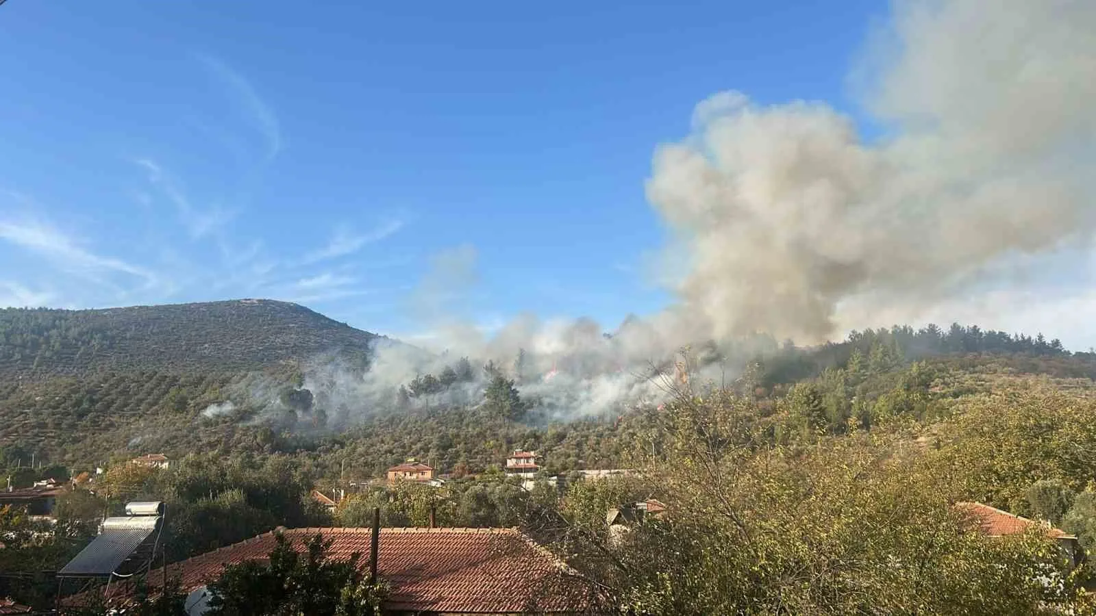 Menteşe’deki yangına havadan müdahale başladı