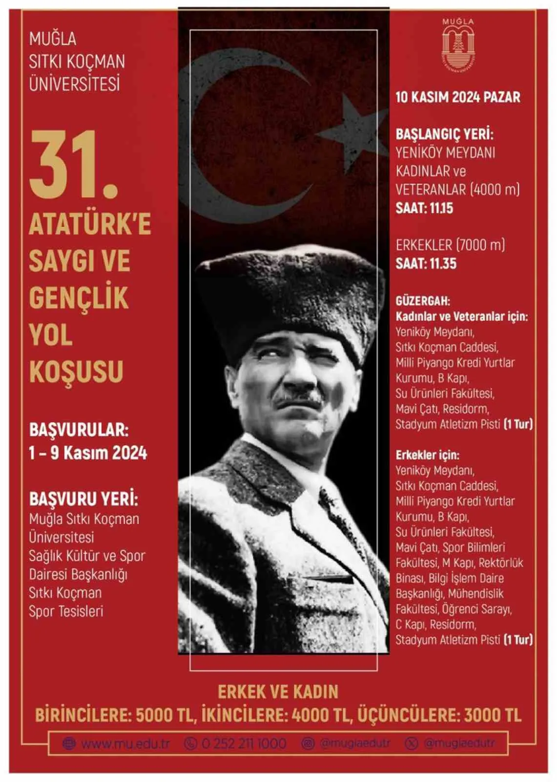 MSKÜ 31’inci Atatürk’e Saygı Gençlik Yol koşusu Pazar günü