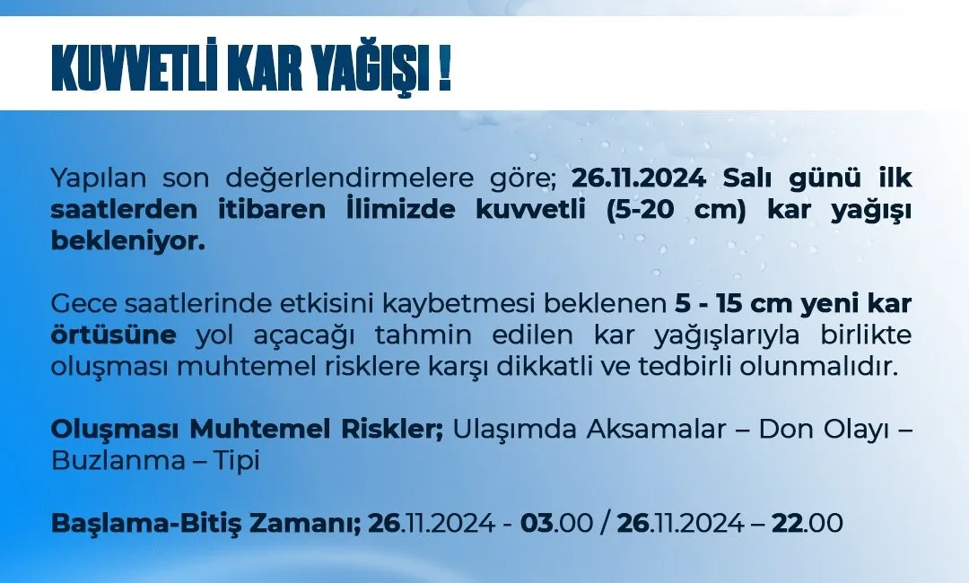 NİĞDE VALİLİĞİ KUVVETLİ KAR