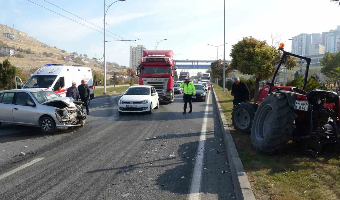 OTOMOBİL İLE TRAKTÖR ÇARPIŞTI: