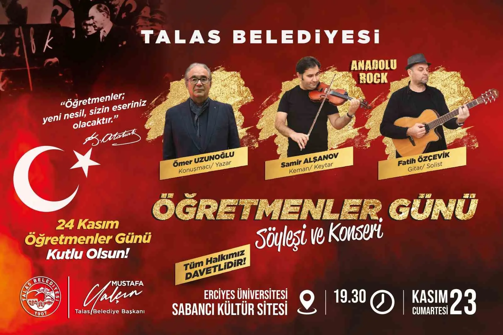 TALAS BELEDİYESİ TARAFINDAN 24 KASIM ÖĞRETMENLER GÜNÜ MÜNASEBETİYLE SÖYLEŞİ VE