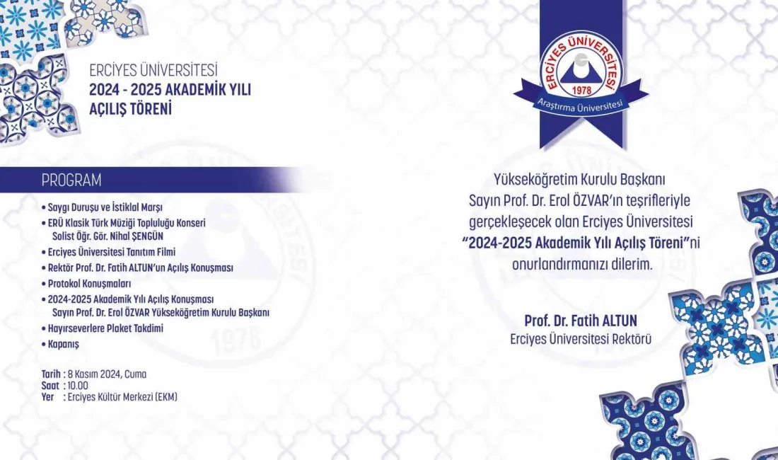 YÜKSEKÖĞRETİM KURULU (YÖK) BAŞKANI PROF. DR. EROL ÖZVAR, ERCİYES ÜNİVERSİTESİ