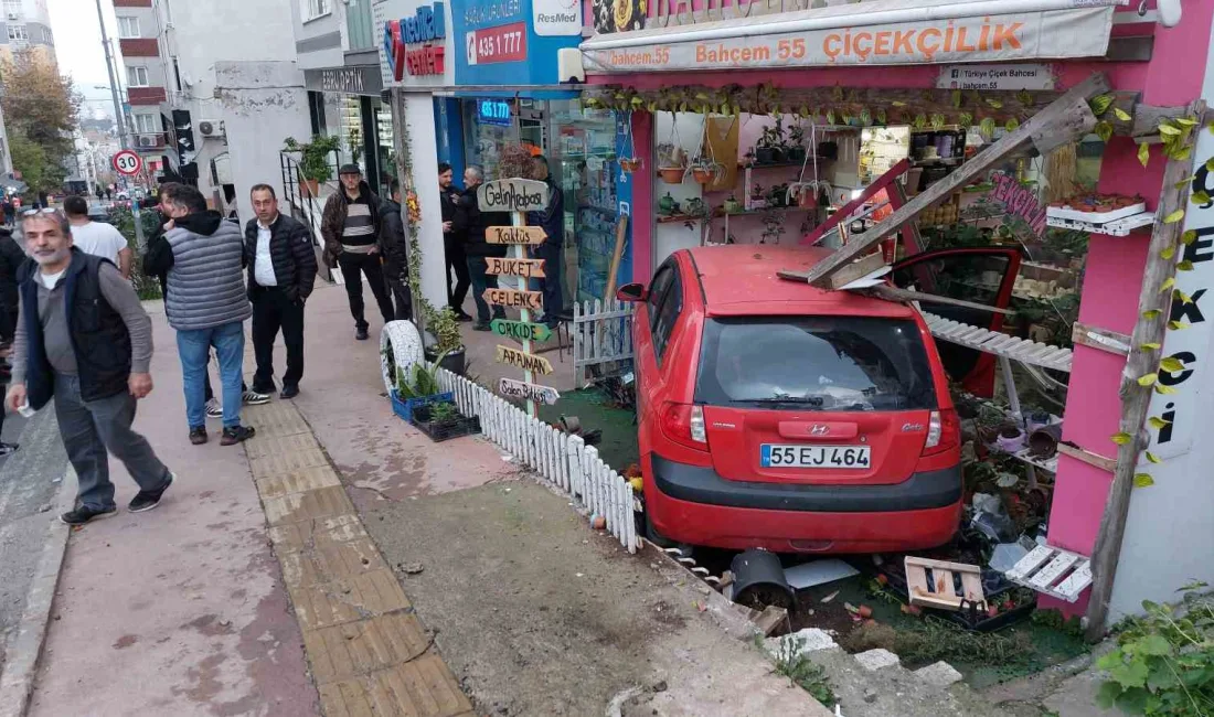 SAMSUN'DA YOLDAN ÇIKAN OTOMOBİL,