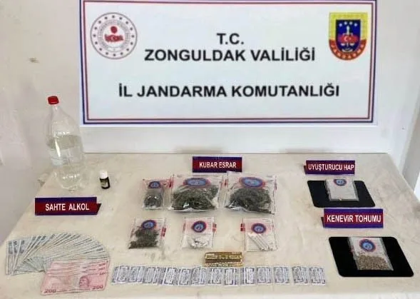 Karadeniz Ereğli’de uyuşturucu ve sahte alkol ele geçirildi